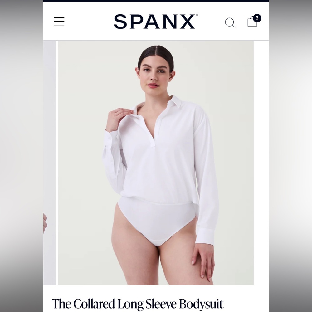 SPANX The Collared Long Sleeve Bodysuit (L) NWT